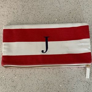 Red and White fold over clutch